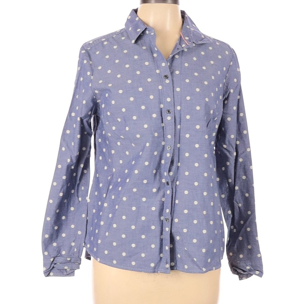 BODEN Classic Button Down Shirt Chambray Polka Dot